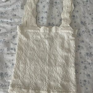 Pink Rose Cream Smocked Sleeveless Tank Top